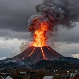 News article about a volcano erupting in London