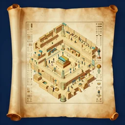 ancient egyptian scroll isometric dungeon map