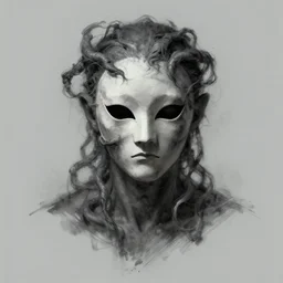 a twisted creature lurking behind a mask, art by bruno vaz, concept art