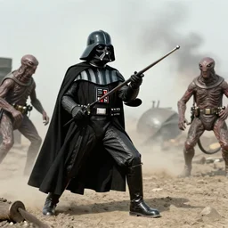 Darth Vader fighting aliens in World War I, archived photograph