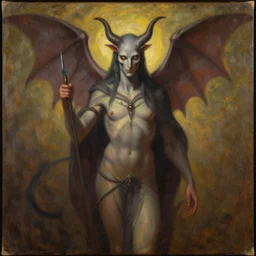 baphomet, vintage, oil painting