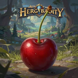 a very close - up cherry, in concept art of main menu loading screen background. for russian mmorpg king's bounty by katauri, by boris vallejo, artstation, behance, style of hearthstone
