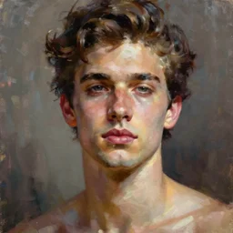 beautiful man, concept art oil painting, portrait ethereal by jama jurabaev, extremely detailed, brush hard, medium, artstation