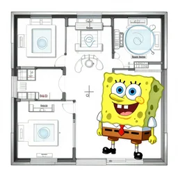full - color floor plan of spongebob squarepants, d & d, pathfinder, by jeff todd and greg rutkowski, trending on artstation, pinterest