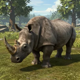 2 legged wooly rhinoceros missing it's back 2 legs, ark survival evolved screenshot, unreal engine 5