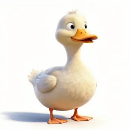 watercolor style duck, stylized pixar-style 3d render, full body, isolated on a pure white background, centered, entire subject in frame, sharp focus, soft studio lighting