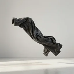 minimal interior surrealism, flying draped clothes inside, renderman