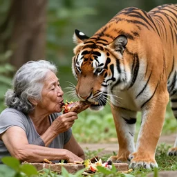 tiger eating old lady