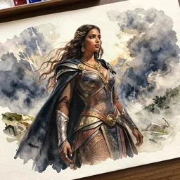 watercolor, epic, bejita, style, hyper detailed, radiant, digital art, ue, artstation, natural lighting, studio quality, smooth render, artgerm, boris vallejo, craig mullins, mat drawing paper
