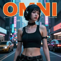 1979 OMNI Magazine Cover a portrait of a cyberpunk model, Night City, cyberpunk 2077, street level neo-Tokyo in cyberpunk 2020 style by Vincent Di Fate by mark arian by artgerm, 4k, 8k, HD, trending on artstation