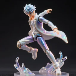 james jean, ilya kuvshinov isolated fictional character vinyl figure, figure photography, dynamic moving pose, glitter accents on figure, holographic undertones, anime stylized, high detail, ethereal lighting, rim light, expert light effects on figure, sharp focus, impactful composition and glowing effects unreal engine, octane, editorial awarded design
