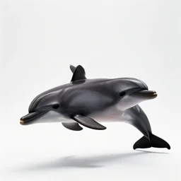 black dolphin, professional studio photo, full body, isolated on a pure white background, centered, entire subject in frame, sharp focus, soft studio lighting