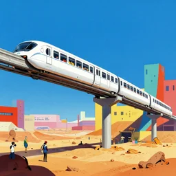 concept art monorail shonan in martian landscape, brutalism, colorful, syd mead, norman rockwell, junichi higashi, isamu imakake, 4 k resolution, octane render, intricate, balance, ultra detailed, bird view, volumetric lighting, cinematic lighting + masterpiece,