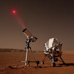 a telescope captures a red flying light on mars.