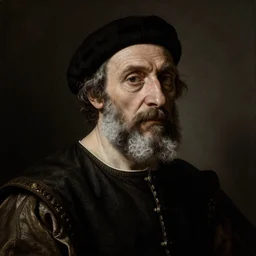 hyper realistic portrait of a old man of the 16th century , drammatic Light , Art by Caravaggio