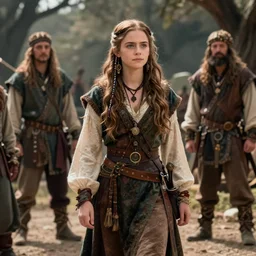detailed ultrarealistic photo of ancient rustic medieval hippie executioner emma watson, brom, craig mullins, artstation