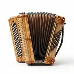 bamboo accordion, stylized 3d render, isolated on a pure white background, centered, entire object in frame, sharp focus, soft studio lighting