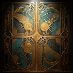 Abstract music experience art nuveau, steampunk, symmetry, full frame, cinematic light , unreal engine,