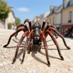 The giant spider of France, clear weather, tourist vacation photos 4k