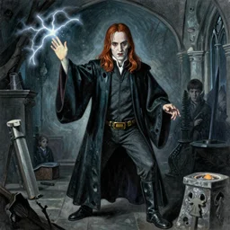 Voldemort casting a spell in the style of Picasso