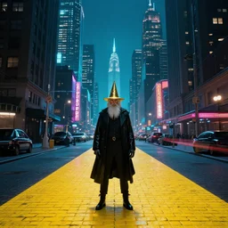 emerald city, wizard of oz, yellow brick road, blade runner city, cyberpunk night