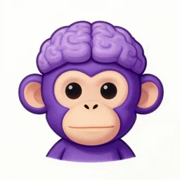 a dreemy frontal portait drawing of a small cute purple monkey with a brain cap by inio, beeple and james jean, aya takano color style, trippy, 8 k, super detailed, night sky, digital art, digital painting, clean