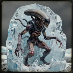 vintage daguerreotype photo taken of an epic, intricate, ultra detailed, super realistic body of nightmarish alien creature encased in ice, created by weta workshop, arctic expedition, highly photorealistic, sharp focus, f 0. 4, golden ratio