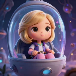 a cartoonish cute Julia Louis-Dreyfus is in a mystical spacecraft, magical atmosphere, trending on artstation, 30mm, by Noah Bradley trending on ArtStation, deviantart, high detail, stylized portrait H 704