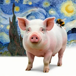 a pig and bumblebee hybrid ， by vincent van gogh