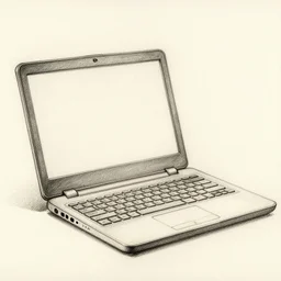 pencil sketch of a laptop, di vinci style