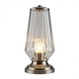 crystal hurricane lamp, clean 3d render, octane render, isolated on a pure white background, centered, entire object in frame, sharp focus, soft studio lighting