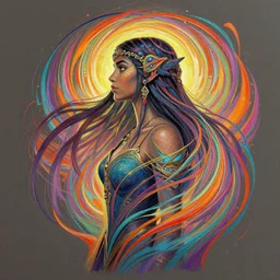 side profile centered painted portrait, maya ali, wind wizard, elden ring, dota, gloomhaven, matte painting concept art, art nouveau, beautifully backlit, swirly vibrant color lines, fantastically gaudy, aesthetic octane render, 8 k hd resolution, by ilya kuvshinov and cushart krentz and gilleard james