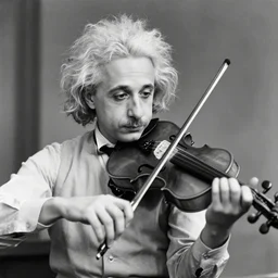 young albert einstein playing violin, b&w photo