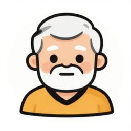 a cute old man, digital art, iconic icon, 2 d vector logo, cartoon, t - shirt design