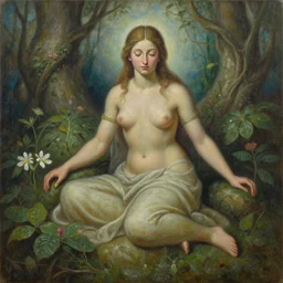 an incredible painting of the goddess of healing and nature , oil painting , incredibly detailed