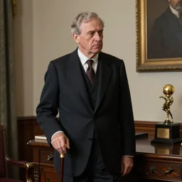 a rutgers university president looking wistfully at a gold - headed cane displayed in his office, 1 9 2 2