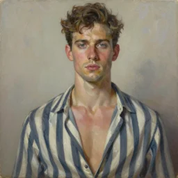 a painting of stripes trending on artstation in the style of greg rutkowski, wlop, oil on canvas, masculine, beautiful, portrait, sensual
