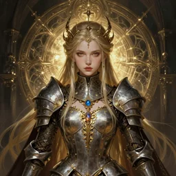 alchemy imperial princess knight gothic girl. intricate, centered, amazing composition by amano yoshitaka, by rembrandt, digital art, digital painting, artstation trending, unreal engine