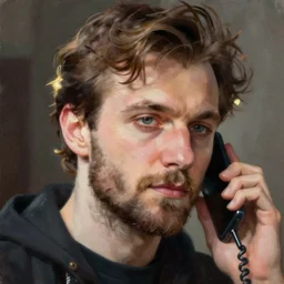 a bulgarian man on the phone, close up, rim lighting, portrait. highly detailed painting by greg rutkowski, anime style