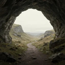 matte painting landscape port in a cave