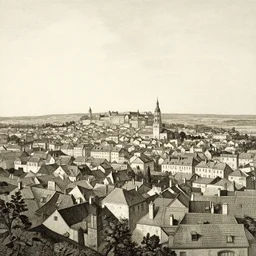panorama of crooked ancient city, by aubrey beardsley, by caspar david friedrich, by albrecht durer, ink, calligraphy, valley, hills, waterfall, river, palace with white walls on top of the hill