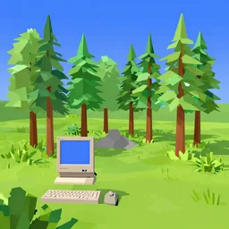 american woodlands, american landscape, ms dos, old school, retro, 3 d, low poly, low res