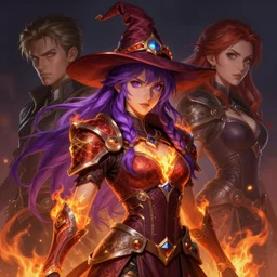 witch, style of fire emblem, purplehair, art by artgerm and greg rutkowski and magali villeneuve, portrait, d & d, fantasy, highly detailed, digital painting, trending on artstation, concept art, sharp focus, illustration