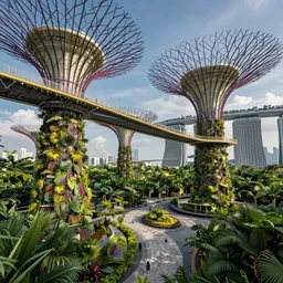 utopian design, biophilic architecture, urban green, futurist, singapore