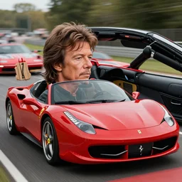 mick jagger driving a ferrari 458 spyder, high definition, photorealistic, high detail, 8k,