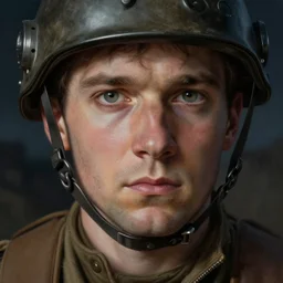 portrait of a ww 2 sniper, extreme fine detail background, night, highly detailed, detailed eyes, high quality, digital painting, hyperrealistic, by gaston bussiere, j. c. leyendecker, craig mullins