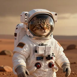astronaut cat, astronaut cat suit, outer space, mars, golden hour, sharp focus, digital art, hyper - realistic, 4 k, highly detailed, hd, dramatic lighting by brom, trending on artstation