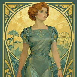 movie poster for Tenet painted in an art nouveau styel