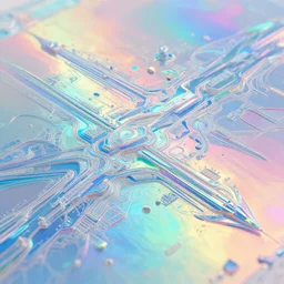 highly detailed holographic iridescent sci fi world with many different shades of blue pink orange yellow green, by gilbert williams, by simon stalenhag, by beeple, by bruce pennington, by james jean, featured in juxtapoz, mixed media, dynamic composition, octane render