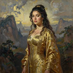 farrah abraham as empress of china, oil on canvas